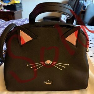 SOLDK3ate Spade Cat's Meow Large Lottie Leather Purse HandBag /Crossbody LN